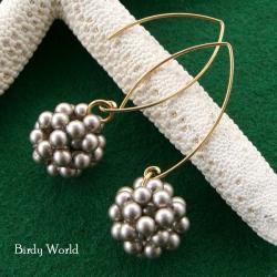 srebrno-złote kolczyki z perełkami - Kolczyki - Biżuteria