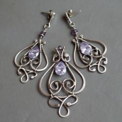 srebrna biżuteria,wire wrapping,ekskluzywna - Komplety - Biżuteria