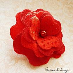 broszka filcowy kwiat - Broszki - Biżuteria