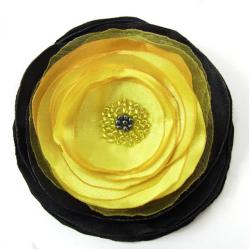 broszka,kwiat,żółta,czarna - Broszki - Biżuteria