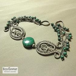 bransoletka,wrapping,srebro,oksydowana,zielona, - Bransoletki - Biżuteria