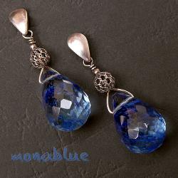 niebieskie,granatowe,fasetowane,eleganckie - Kolczyki - Biżuteria