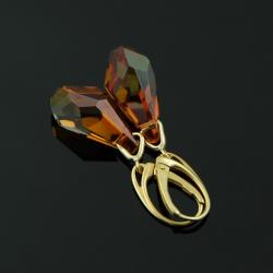 błyszczące kolczyki,Swarovski copper,złote - Kolczyki - Biżuteria