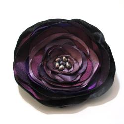 broszka,fiolet,perły,kwiat,romantyczna ozdoba - Broszki - Biżuteria