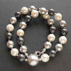 naszyjnik,perły,elegancki,seashell, - Naszyjniki - Biżuteria