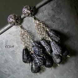 srebrne kolczyki z agatami - Kolczyki - Biżuteria