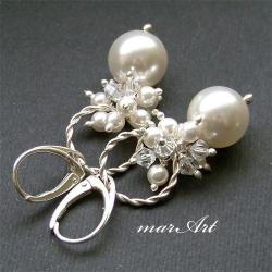 białe,srebrne,gronka,ślubne - Kolczyki - Biżuteria