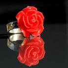 Pierścionki pierścionek z różą,kwiat,pierścionek z koralem