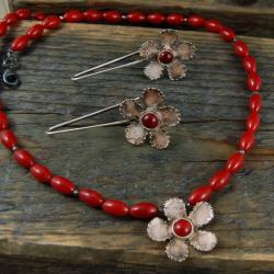 koral,czerwony,komplet - Komplety - Biżuteria