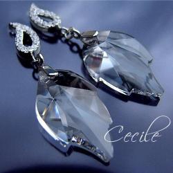 wyjątkowe kolczyki z kryształami w kształcie liści - Kolczyki - Biżuteria