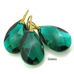 swarovski,emerald,złoty,pozłacany,zielony - Komplety - Biżuteria