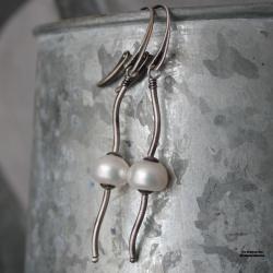 Srebrne kolczyki z perłą naturalną - Kolczyki - Biżuteria
