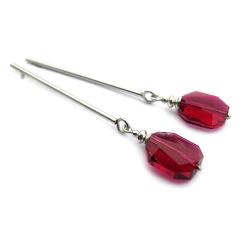 dlugie kolczyki ruby graphic swarovski - Kolczyki - Biżuteria