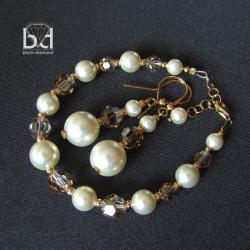 klasyczny komplet z perłami w złocie - Komplety - Biżuteria