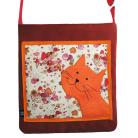 Na ramię torba,a4,kot,rudy,ecru,pomarańczowy