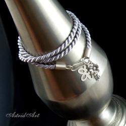 bransoletka ze sznura i srebra - Bransoletki - Biżuteria