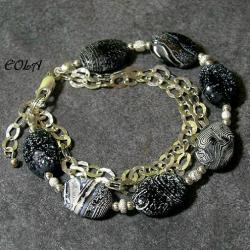 srebrna bransoletka z agatami - Bransoletki - Biżuteria