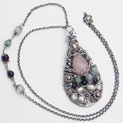 srebrny,misterny,ekskluzywny,kwarc,wire,wrapping - Wisiory - Biżuteria