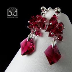 gronka w kolorze rubinu - swarovski ruby - Kolczyki - Biżuteria