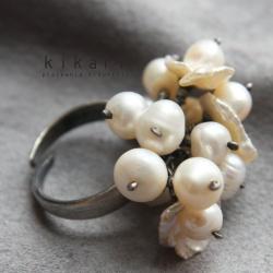 pierścionek,perłowy,keishi,ercu,srebro - Pierścionki - Biżuteria