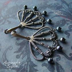 barokowe kolczyki,na sztyftach,wire-wrapping - Kolczyki - Biżuteria