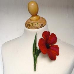 filc,kwiat,broszka,czerwona,filcowa,biżuteria - Broszki - Biżuteria
