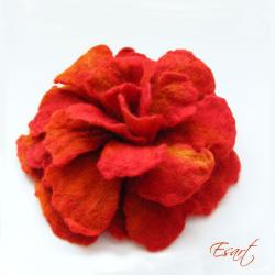 filcowana czerwona broszka,róża,kwiat, - Broszki - Biżuteria