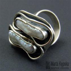 srebrne pierścionki,z perłą - Pierścionki - Biżuteria