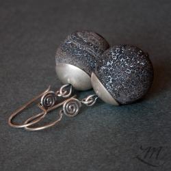 srebro,agat trawiony,srebro satynowane - Kolczyki - Biżuteria