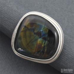 srebrny pierścionek z czarnym labradorytem - Pierścionki - Biżuteria