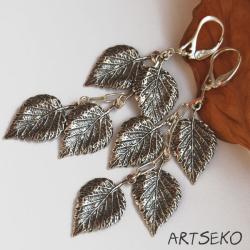 srebro,liście - Kolczyki - Biżuteria