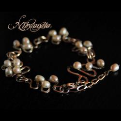 wire -wrapping,bransoletka z perłami - Bransoletki - Biżuteria