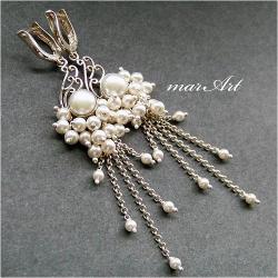 ślub,kolczyki ślubne,perły,białe,eleganckie - Kolczyki - Biżuteria