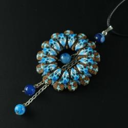 niebieski,kolorowy,z agatem - Wisiory - Biżuteria