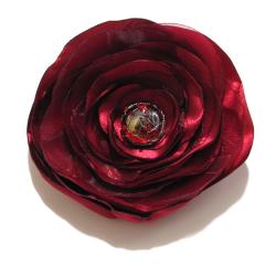 broszka,satyna,kwiat,czerwień,romantyczna - Broszki - Biżuteria