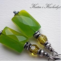 kolor zielony,kolczyki kiwi,srebrne - Kolczyki - Biżuteria