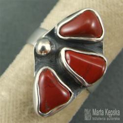 jaspis czerwony,srebrny pierścionek z jaspisem - Pierścionki - Biżuteria