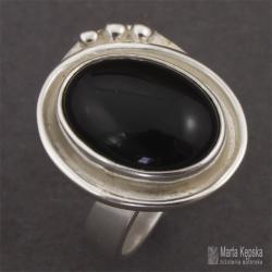 srebrny pierścionek z onyksem - Pierścionki - Biżuteria