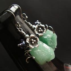kolczyki z awenturynem,surowy kamień - Kolczyki - Biżuteria