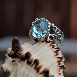 pierścionek z błękitnym topazem,wyjątkowy, - Pierścionki - Biżuteria