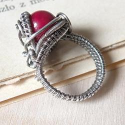 pierścionek,czerwony,misterny,kobiecy,wrapping - Pierścionki - Biżuteria