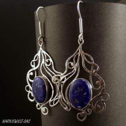 zwiewne kolczyki z lapis lazuli i srebra - Kolczyki - Biżuteria