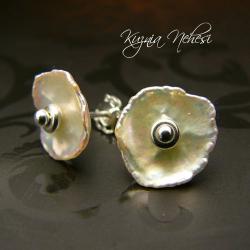 wkrętki,na srebrze,z perłami, - Kolczyki - Biżuteria