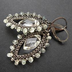 kolczyki,srebro,wraping,kryształ,oksydowane - Kolczyki - Biżuteria