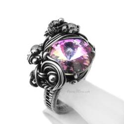 pierścień swarovski,srebrny pierścionek,regulowany - Pierścionki - Biżuteria