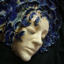 kobalt,kobieta,ceramika,twarz - Ceramika i szkło - Wyposażenie wnętrz