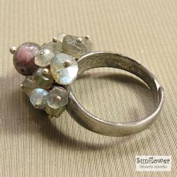 pierścionek,srebro,oksydowany,labradoryt - Pierścionki - Biżuteria