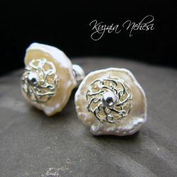 kolczyki z perłą keshi,na sztyfcie - Kolczyki - Biżuteria