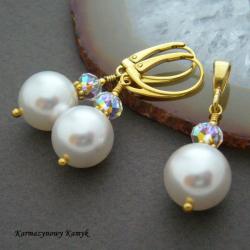 biżuteria,srebro pozłacane,perły swarovski - Komplety - Biżuteria
