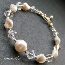 ślub,biała,kryształowa,perly,elegancka, - Bransoletki - Biżuteria